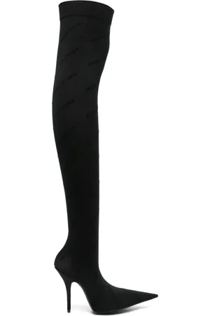 Balenciaga 110mm flocked-logo above-knee boots