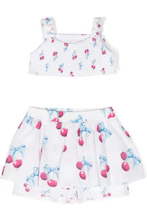 MONNALISA Cherry-print cotton skorts (set of two)