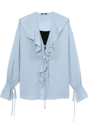 tout a coup Lace-up ruffled blouse