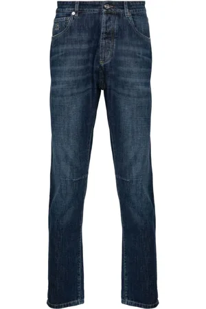 Brunello Cucinelli Solomei-embroidered tapered jeans