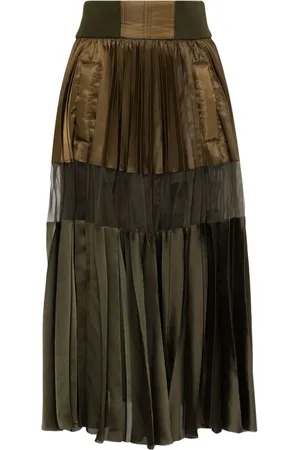 SACAI Pleated satin midi skirt