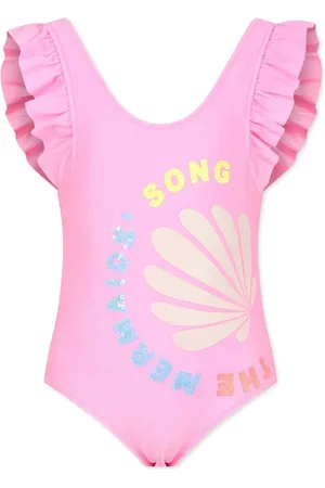 Billieblush Mermaid-print ruffled-trim swimsuit