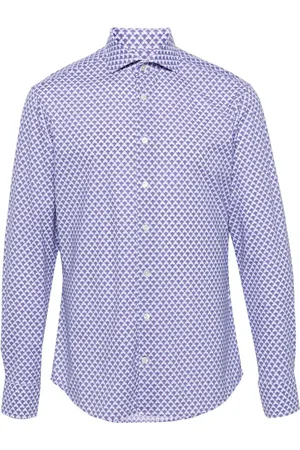 Traiano Milano Geometric-print cutaway-collar shirt