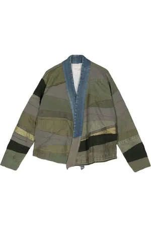 GREG LAUREN Shawl-collar patchwork jacket
