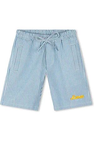Kenzo Logo-embroidered striped cotton shorts