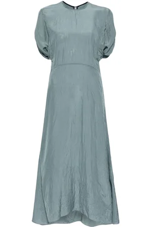 Victoria Beckham Gathered-detail shorts-sleeved dress