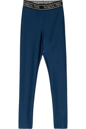 Patrizia Pepe Logo-waistband satin leggings
