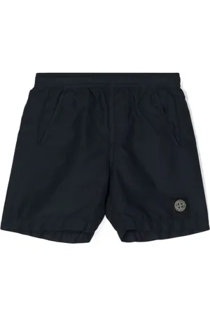 Stone Island Junior logo-patch iridescent swim shorts - Purple