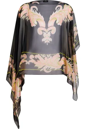 Etro Venus-print silk poncho