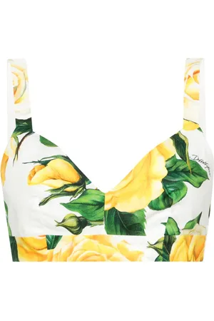 Dolce & Gabbana Rose-print cotton crop top