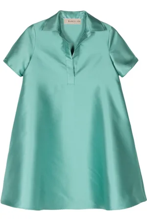 BLANCA A-line satin shirt dress