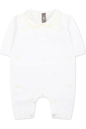 LITTLE BEAR Polka dot-intarsia cotton romper