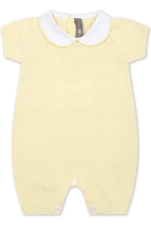 LITTLE BEAR Bear-embroidered cotton romper