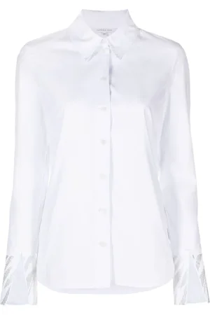 Patrizia Pepe Rhinestones-trim long-sleeve cotton shirt