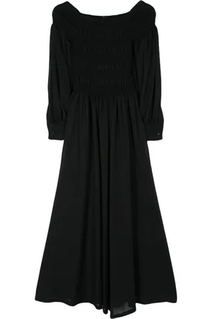 Max Mara Smocked-panel wool maxi dress