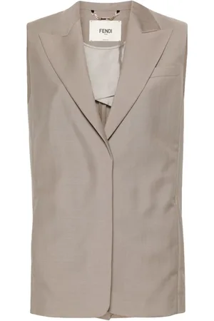 Fendi Embroidered-logo mohair-wool waistcoat