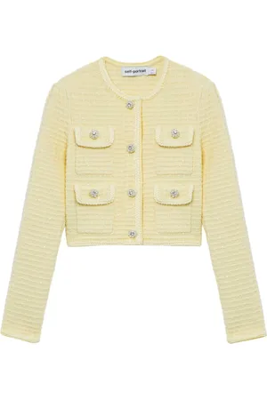 Self-Portrait Waffle-knit cropped jacket