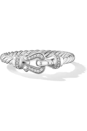 David Yurman Sterling silver Petite Buckle diamond ring (2mm)