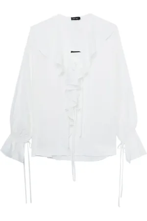 tout a coup Lace-up ruffled blouse
