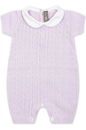 LITTLE BEAR Cable-knit cotton romper