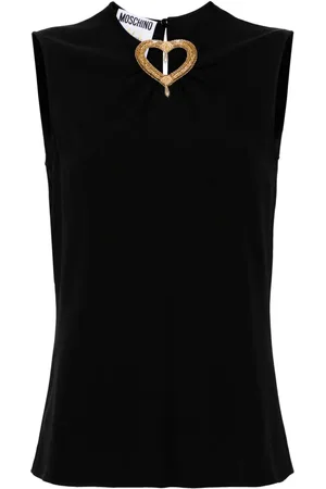 Moschino Beaded-heart sleeveless blouse