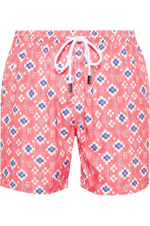 BARBA Geometric-print swim shorts