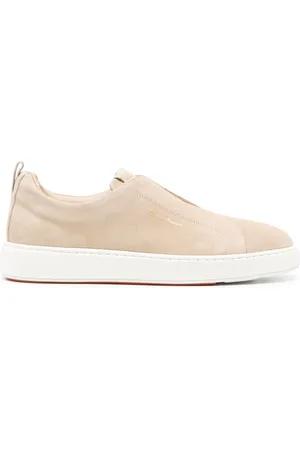 santoni Logo-lettering suede sneakers