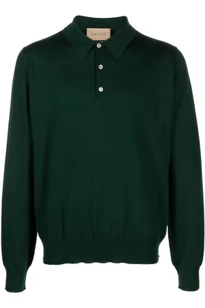 Gucci Logo-embroidered wool polo shirt