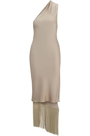 HUGO BOSS Fringed one-shoulder midi dress