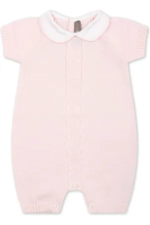 LITTLE BEAR Cable-knit cotton romper