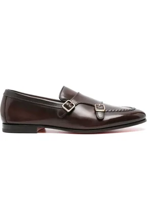 santoni Buckled leather Monk shoes