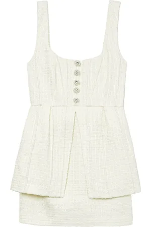 Self-Portrait Peplum-waist bouclé minidress