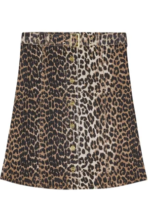 Ganni Leopard-print strapless organic-cotton top