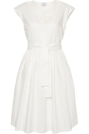 Woolrich Belted poplin midi dress