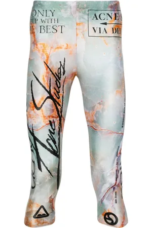 Acne Studios Marble artwork-print cropped leggings