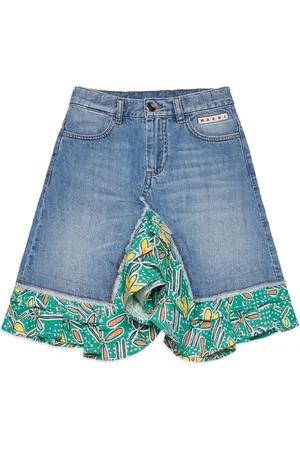 Marni Printed-trim denim skirt