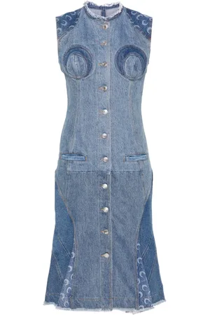 Marine Serre Regenerated denim midi dress