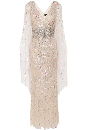 Jenny Packham Honey Pie sequin-embellished cape gown