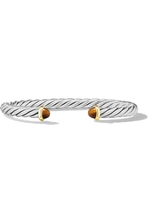 David Yurman 14kt yellow gold and sterling Cable cuff bracelet (6mm)