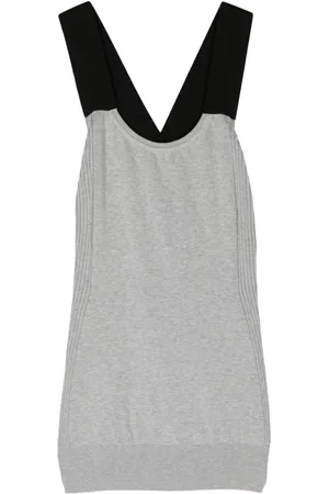 Plan C Crossover-straps fine-knit top