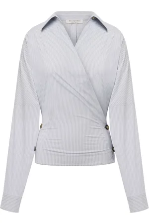 Serafini Striped wrap-design shirt