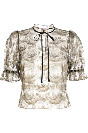 Gilda & Pearl Embroidered-design mesh T-shirt