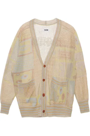 MAGLIANO Patterned-jacquard linen cardigan