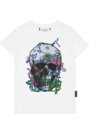 Philipp Plein Crystal-embellished skull cotton T-shirt