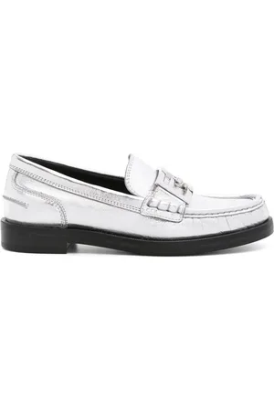 Fendi Baguette metallic leather loafers