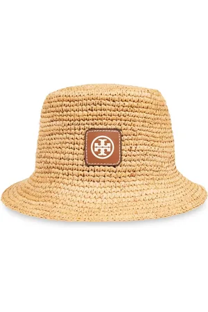 Tory Burch Logo-appliqué raffia sun hat