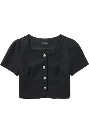 tout a coup Gathered-detail button-up crop top