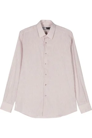 Karl Lagerfeld Classic-collar slub-texture shirt