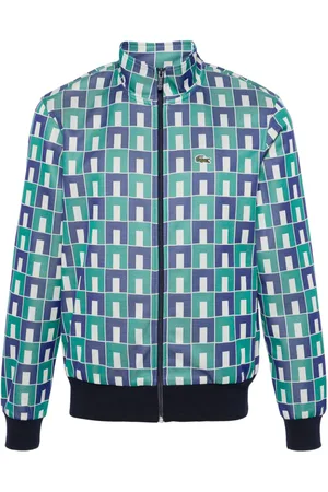 Lacoste Geometric-jacquard zip-up sweatshirt
