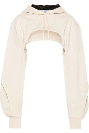 MUGLER Balloon-sleeve cropped hoodie